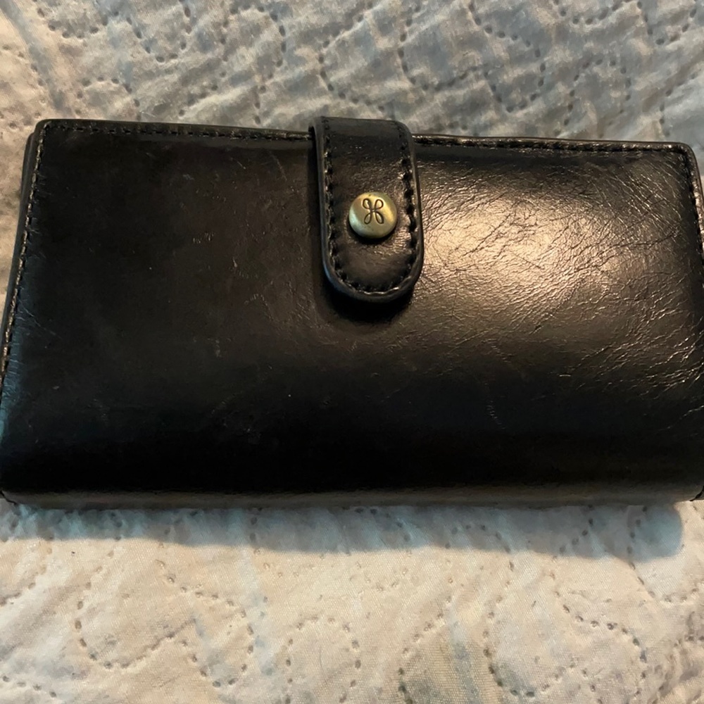 Black leather HOBO wallet, excellent condition.